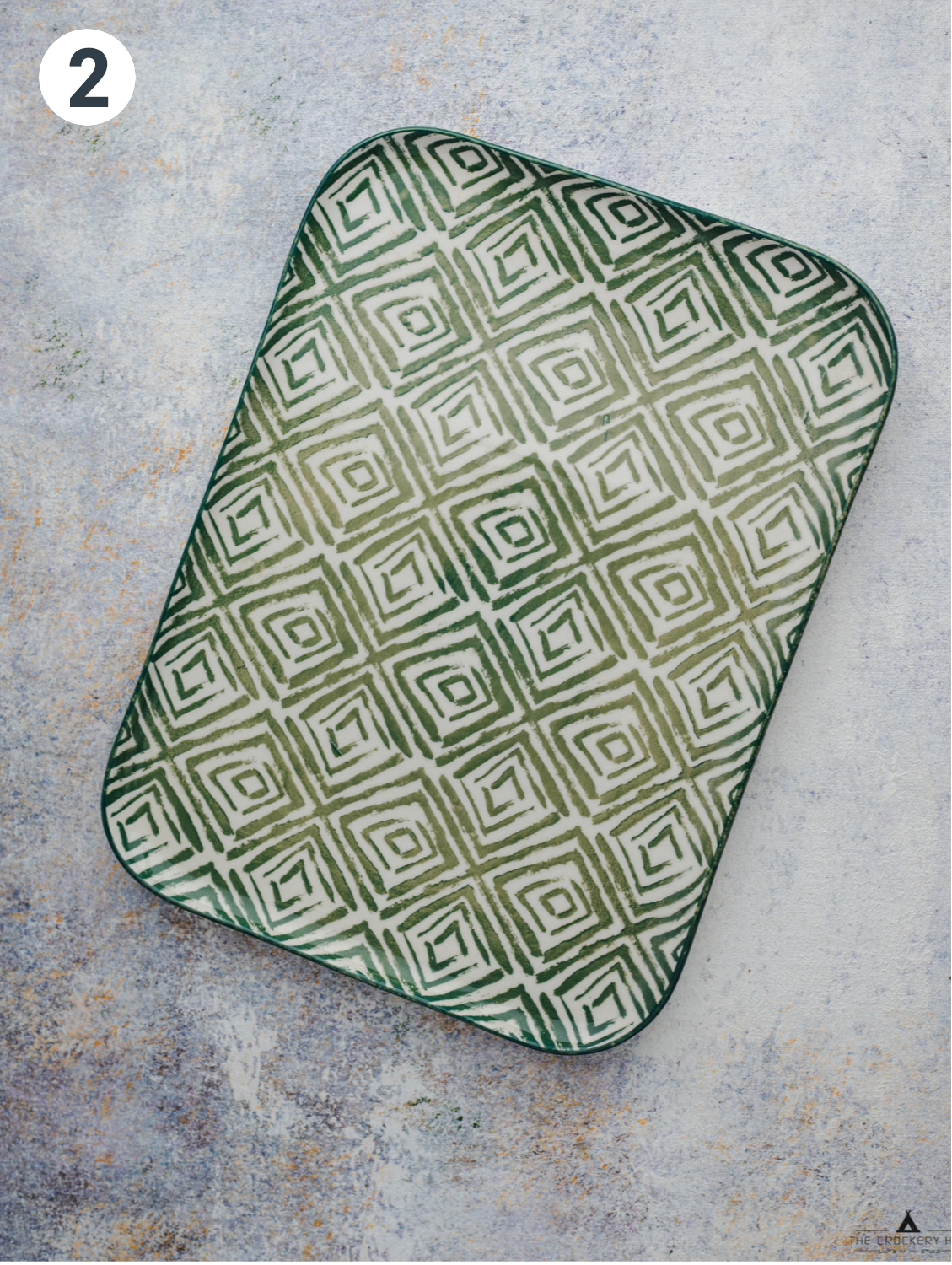 Navajo Green Rectangular Plate- Large 12"