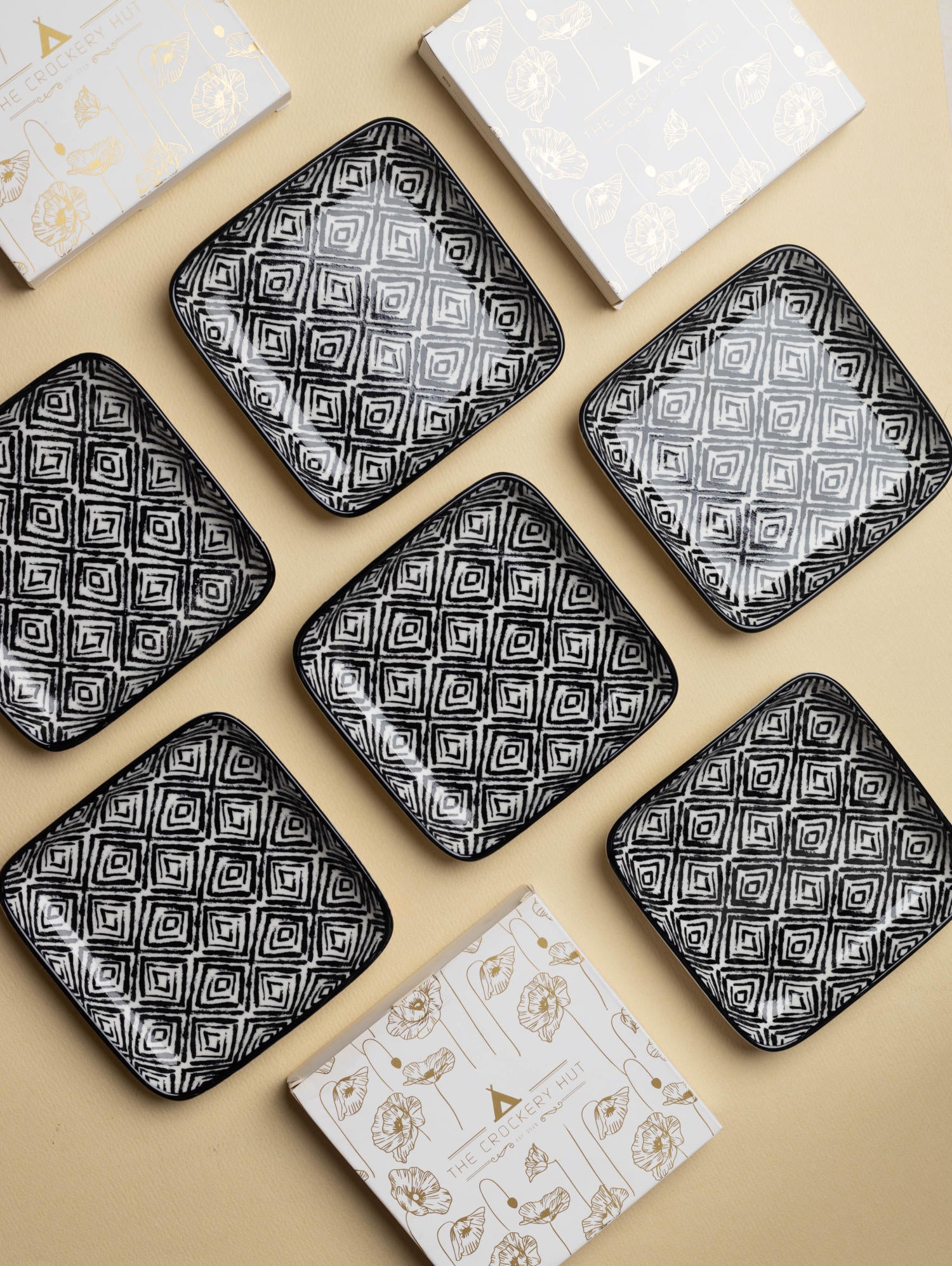 Navajo Black Square Dessert Plate Set of 6