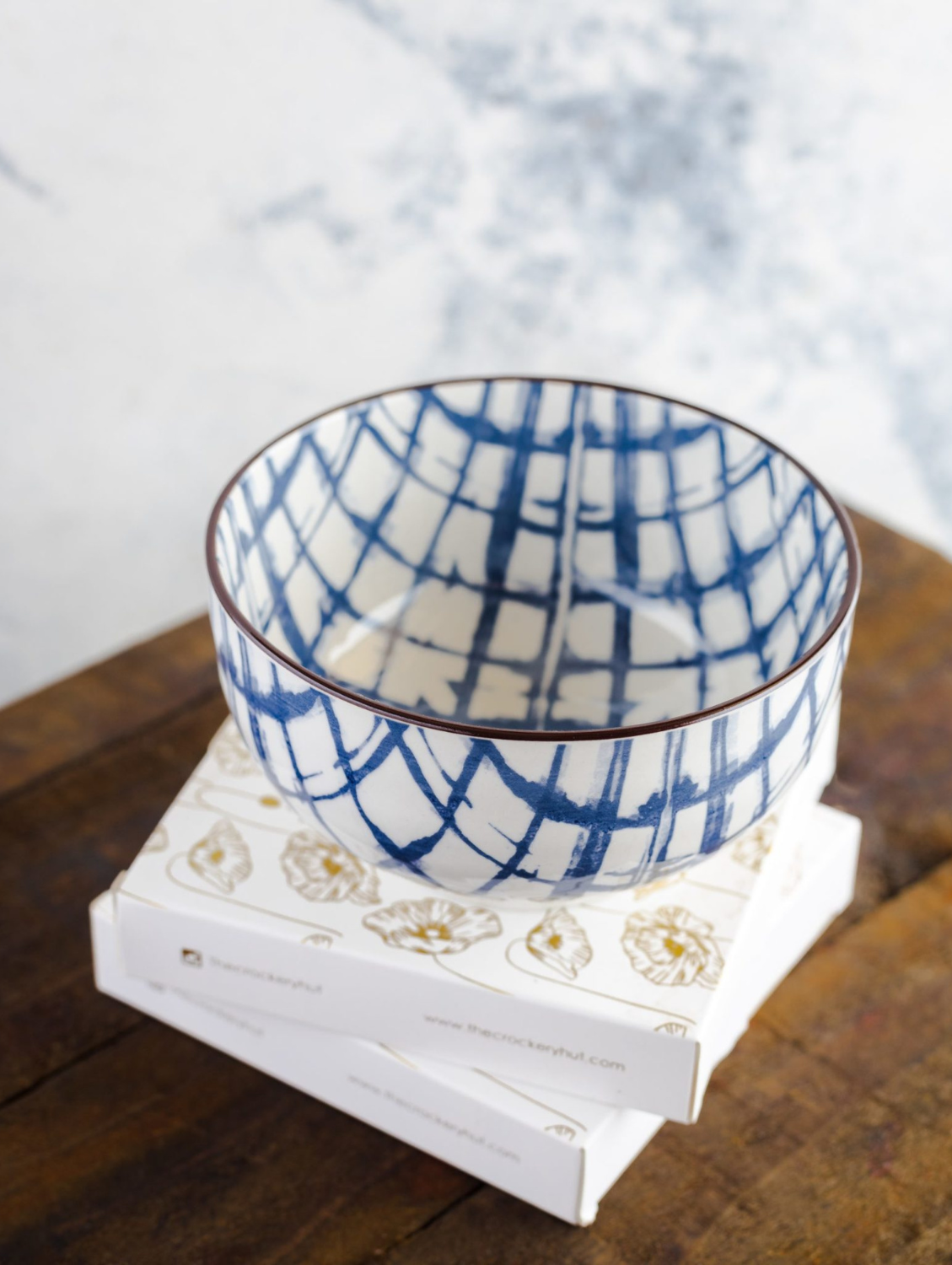 Blue Plaid Cereal Bowl 5"