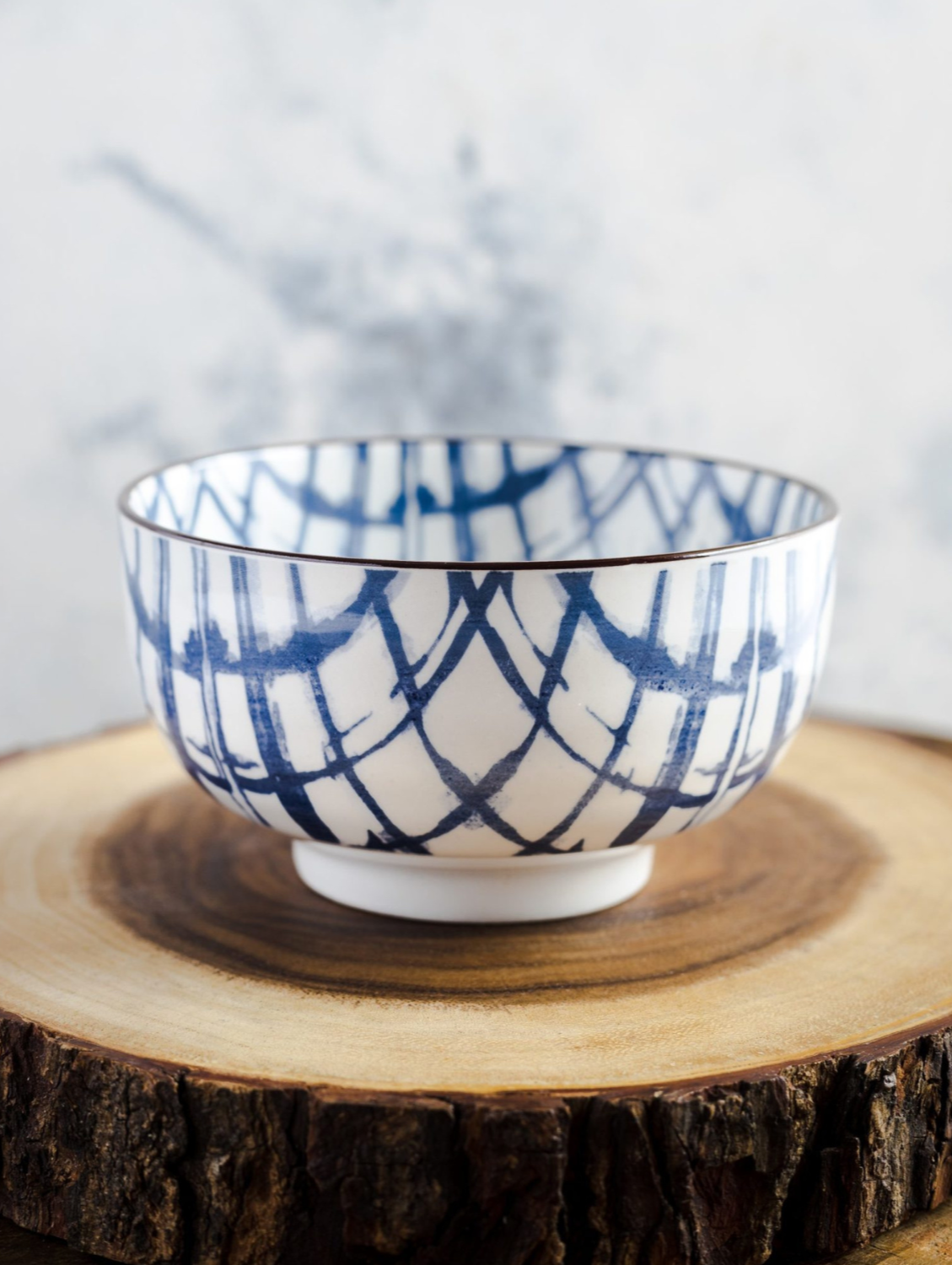 Blue Plaid Cereal Bowl 5"