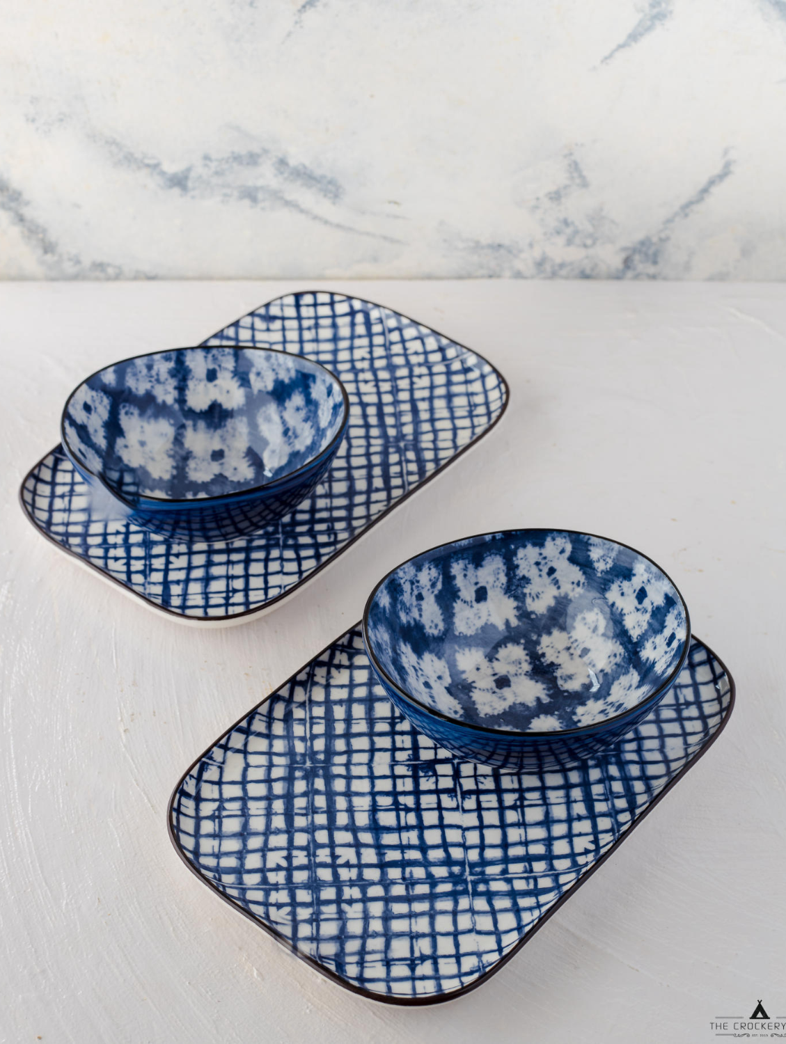 BLUE PLAID Rectangular Plate- Medium 9"