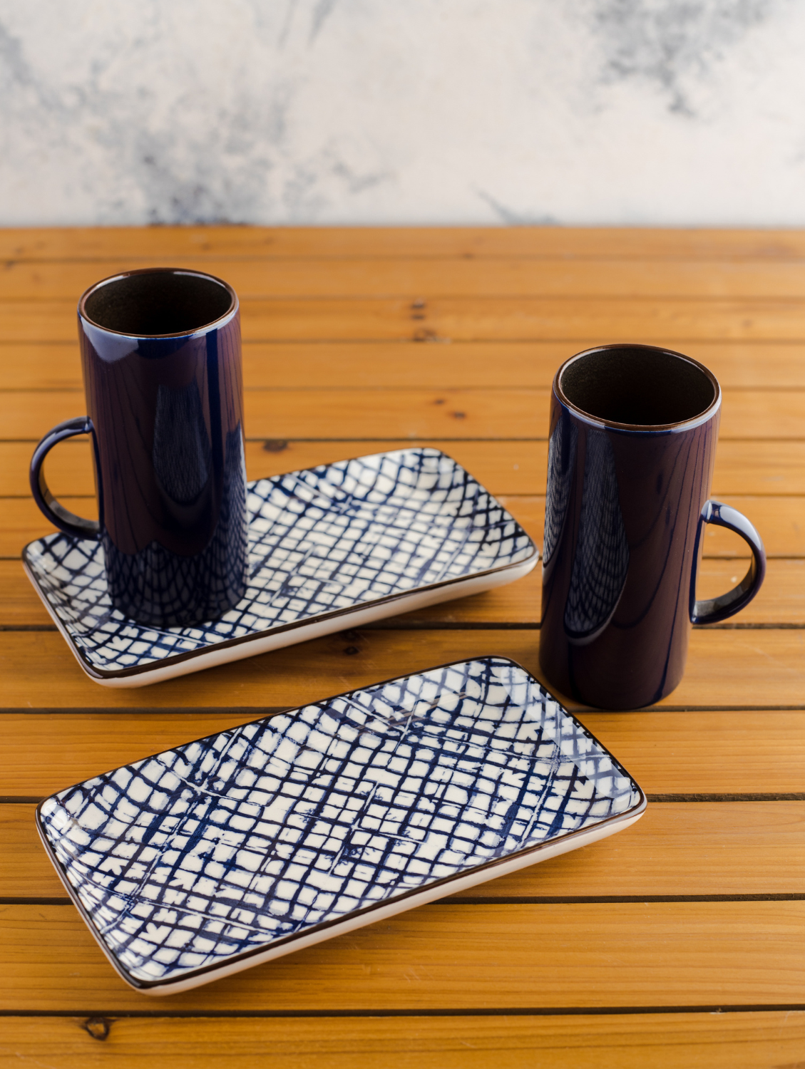 BLUE PLAID Rectangular Side Plate 8"