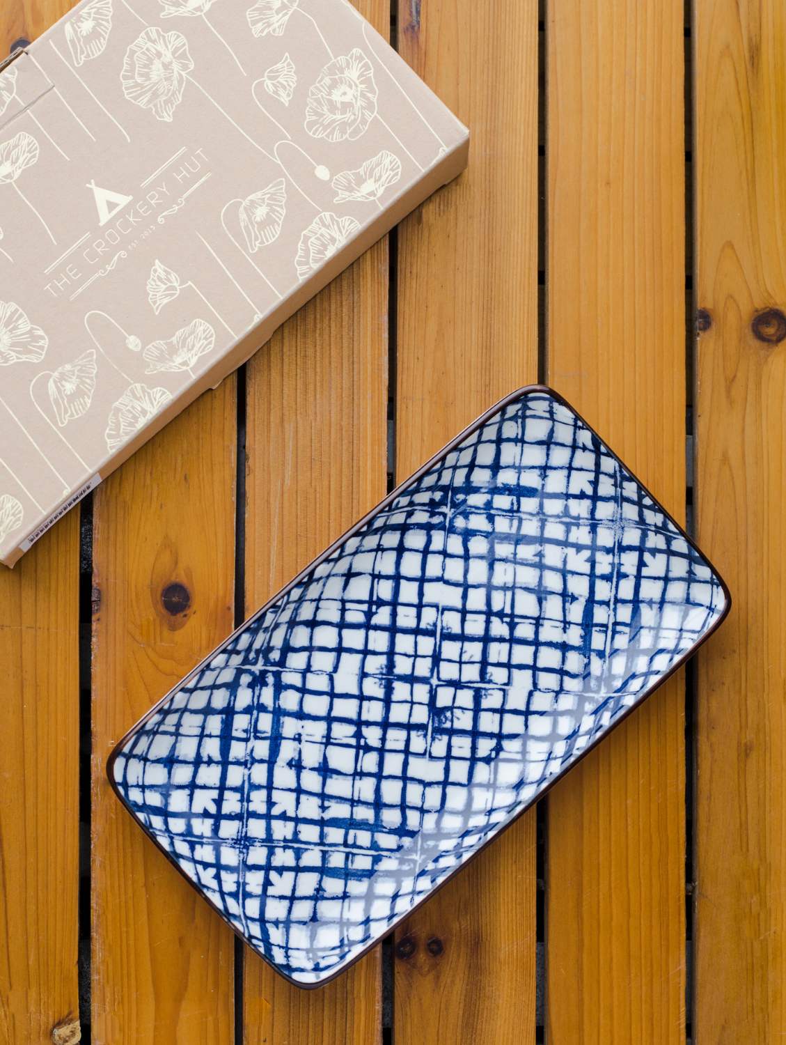 BLUE PLAID Rectangular Side Plate 8"