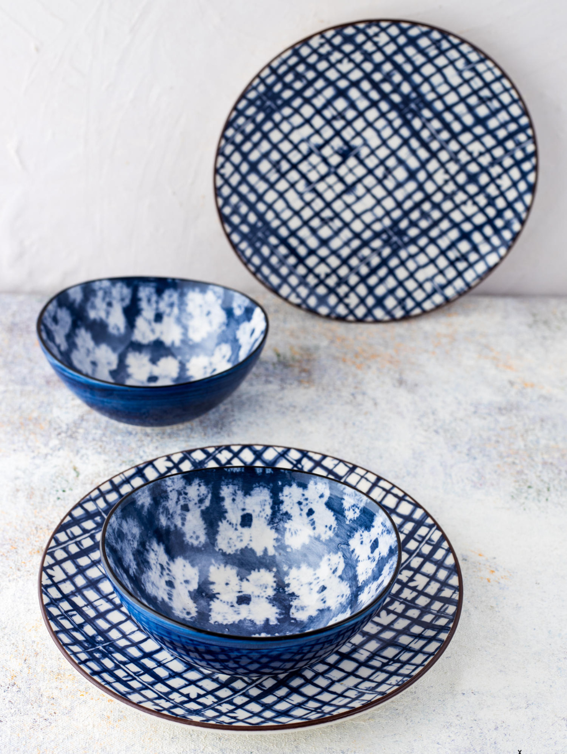 BLUE PLAID Round Side Plate 7.5"