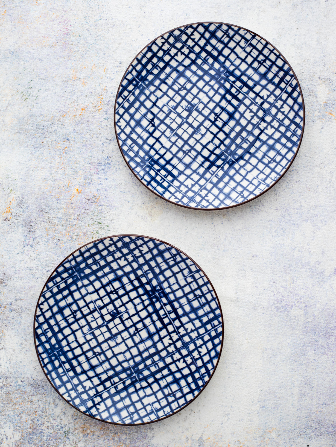 BLUE PLAID Round Side Plate 7.5"