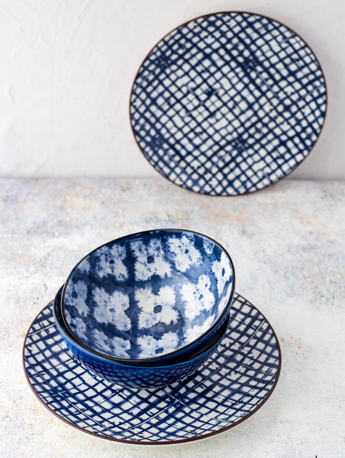 BLUE PLAID Round Side Plate 7.5"