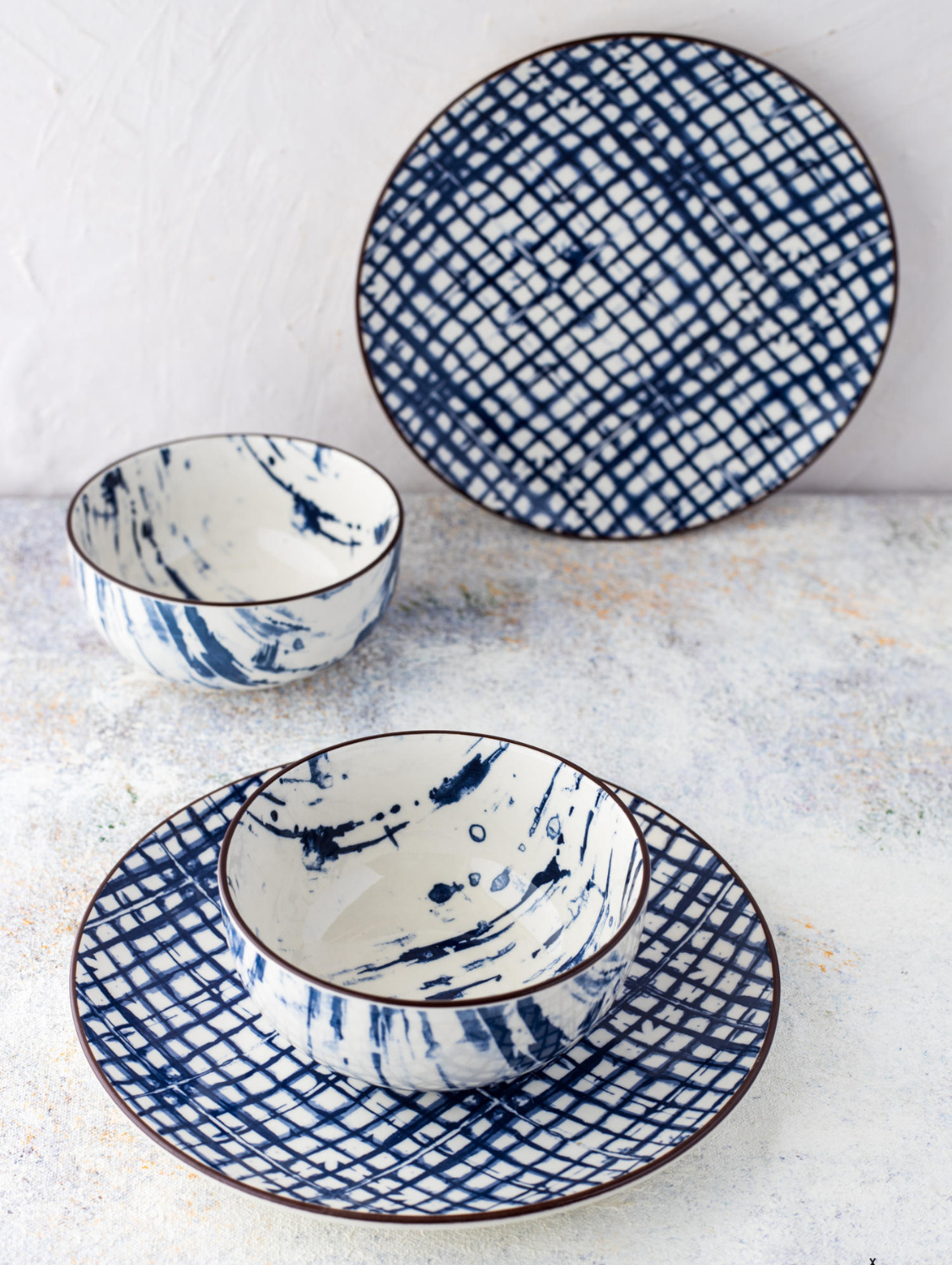 BLUE PLAID Round Side Plate 7.5"