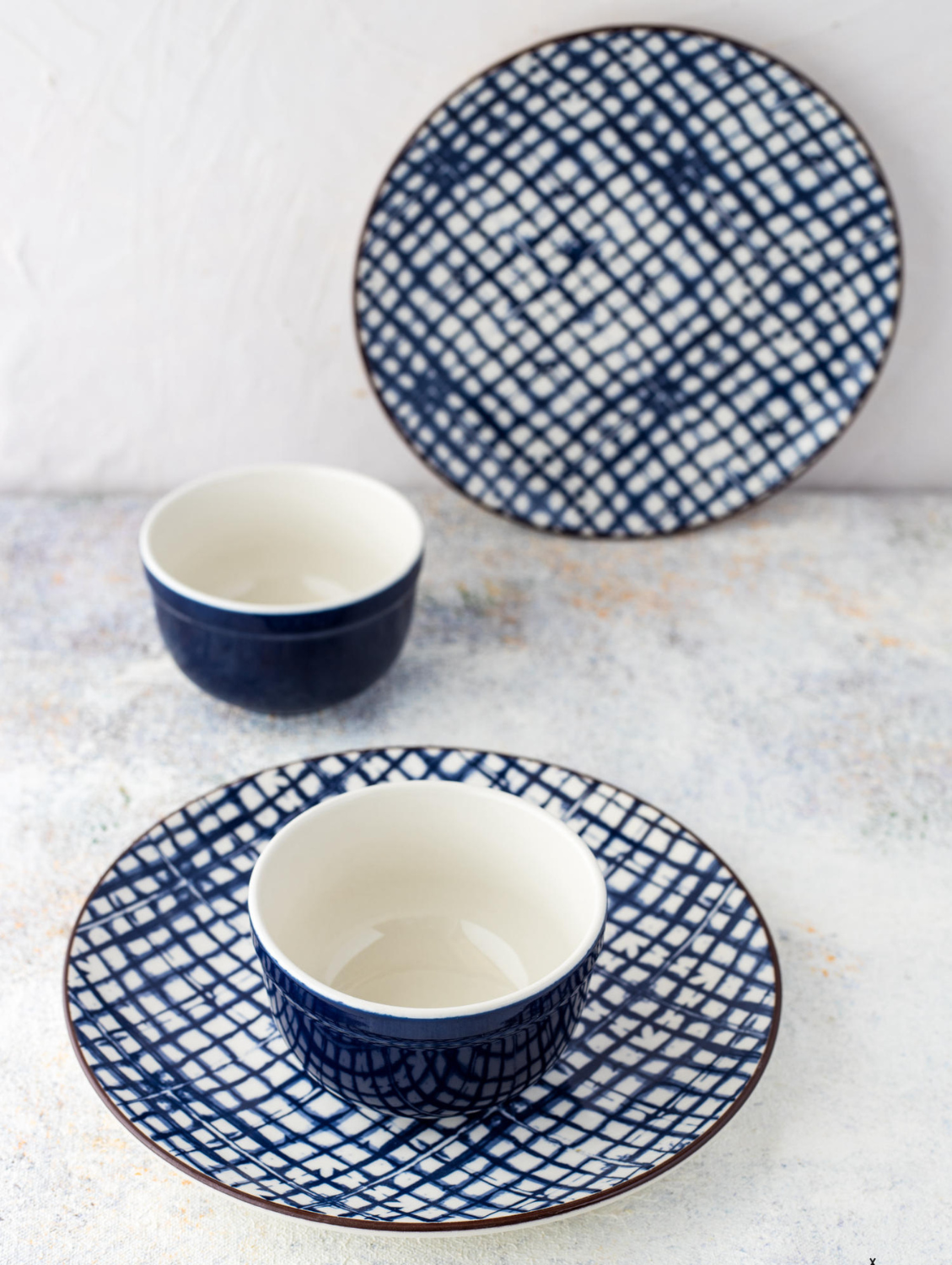 BLUE PLAID Round Side Plate 7.5"