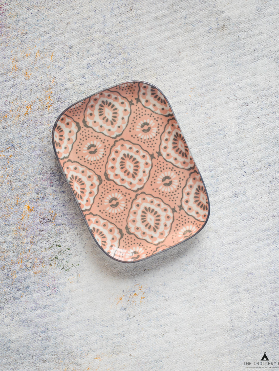 Blush Pink Set Tea cup, Small rectangular plate Set of 6