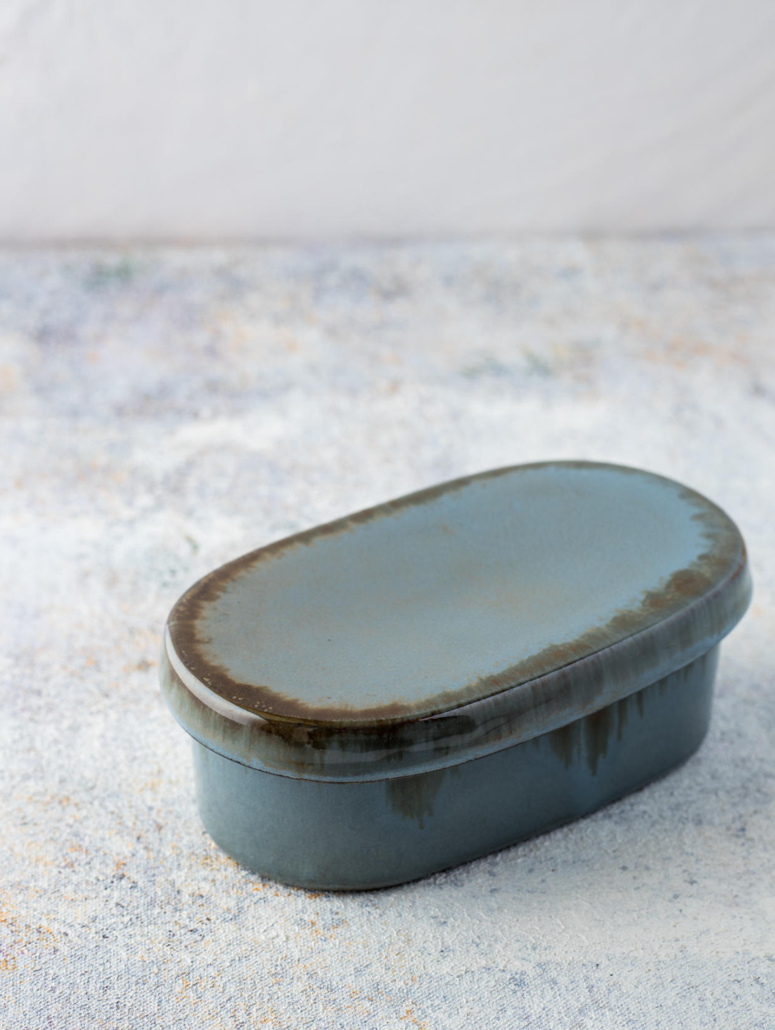 Misty Grey Oval Butter Box