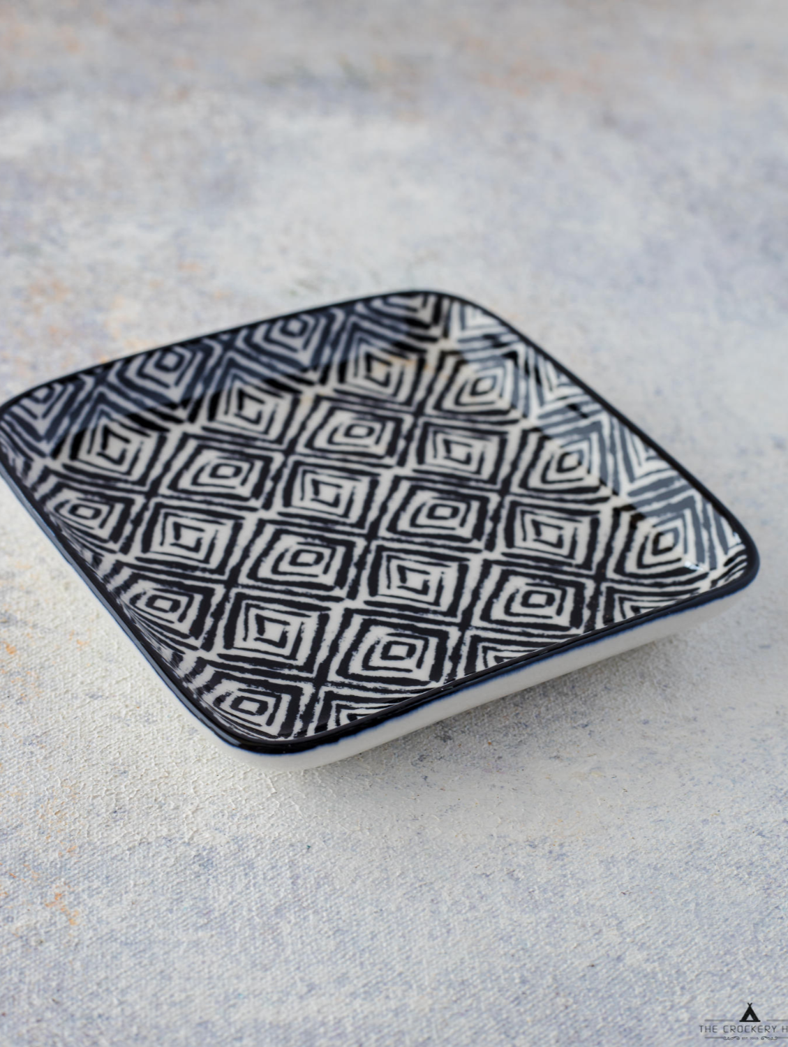 Navajo Black Square Appetizer Dish 4.75"