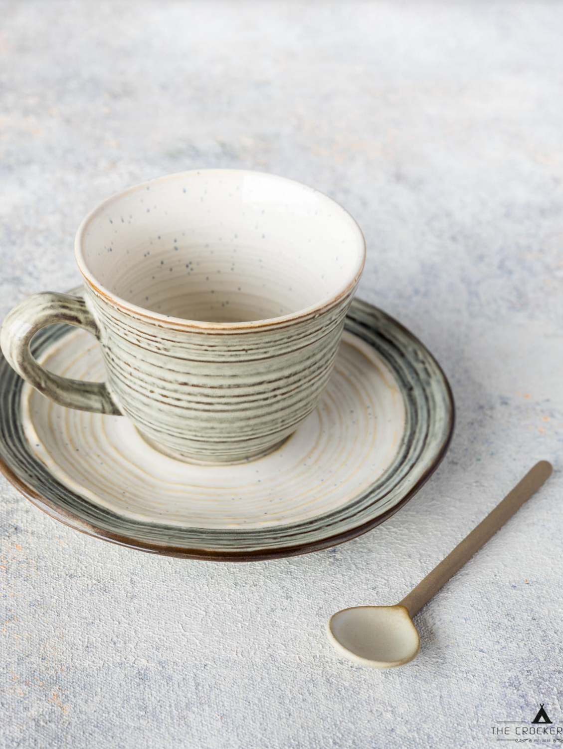 SMOKEY WHITE SET Tea Cup, Round Saucer Set Of 1