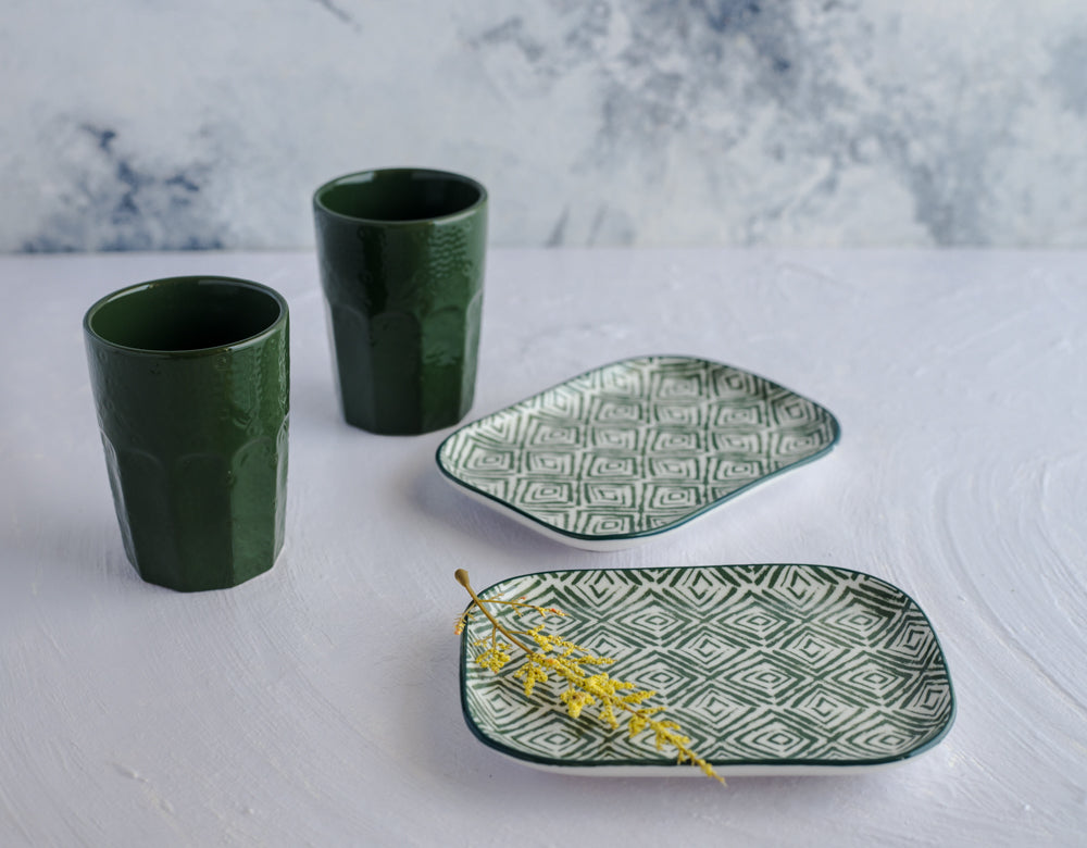 GREEN GLAZE Tumbler Set of 2