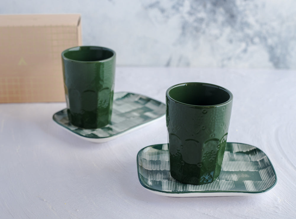 GREEN GLAZE Tumbler Set of 2