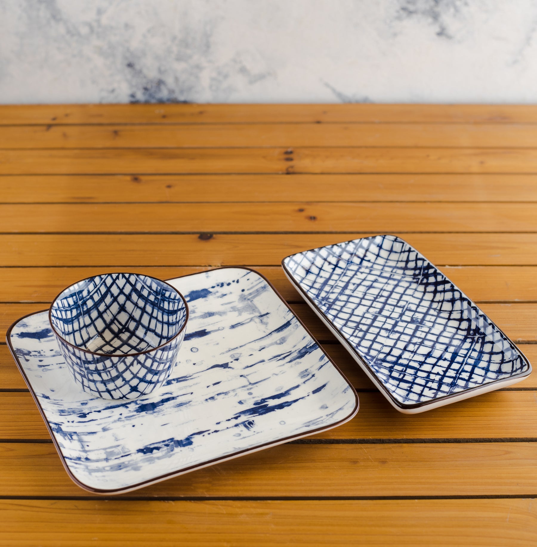 BLUE PLAID Rectangular Side Plate 8"