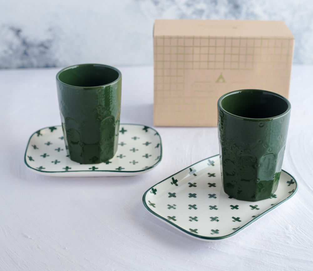 GREEN GLAZE Tumbler Set of 2
