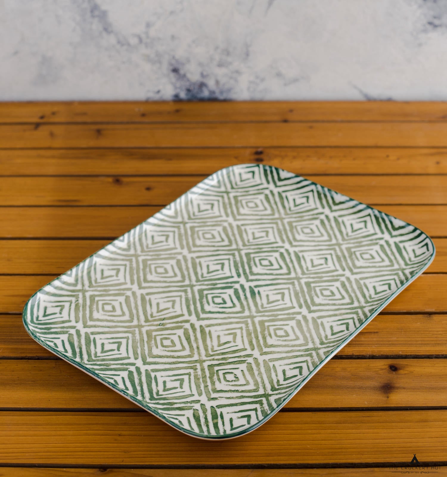 Navajo Green Rectangular Plate- Large 12"