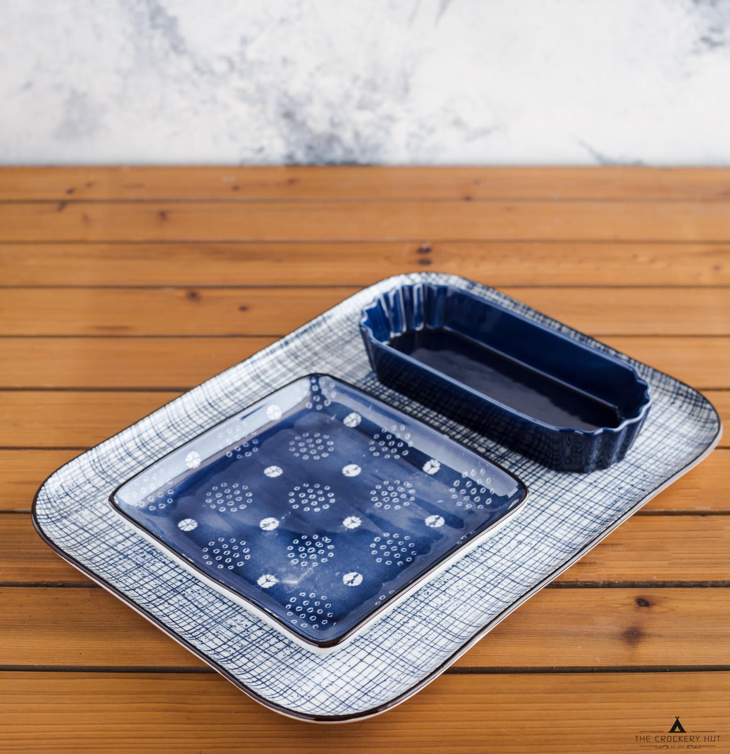 HIGH STREET CHECKERED Rectangular Plate - Large 12"