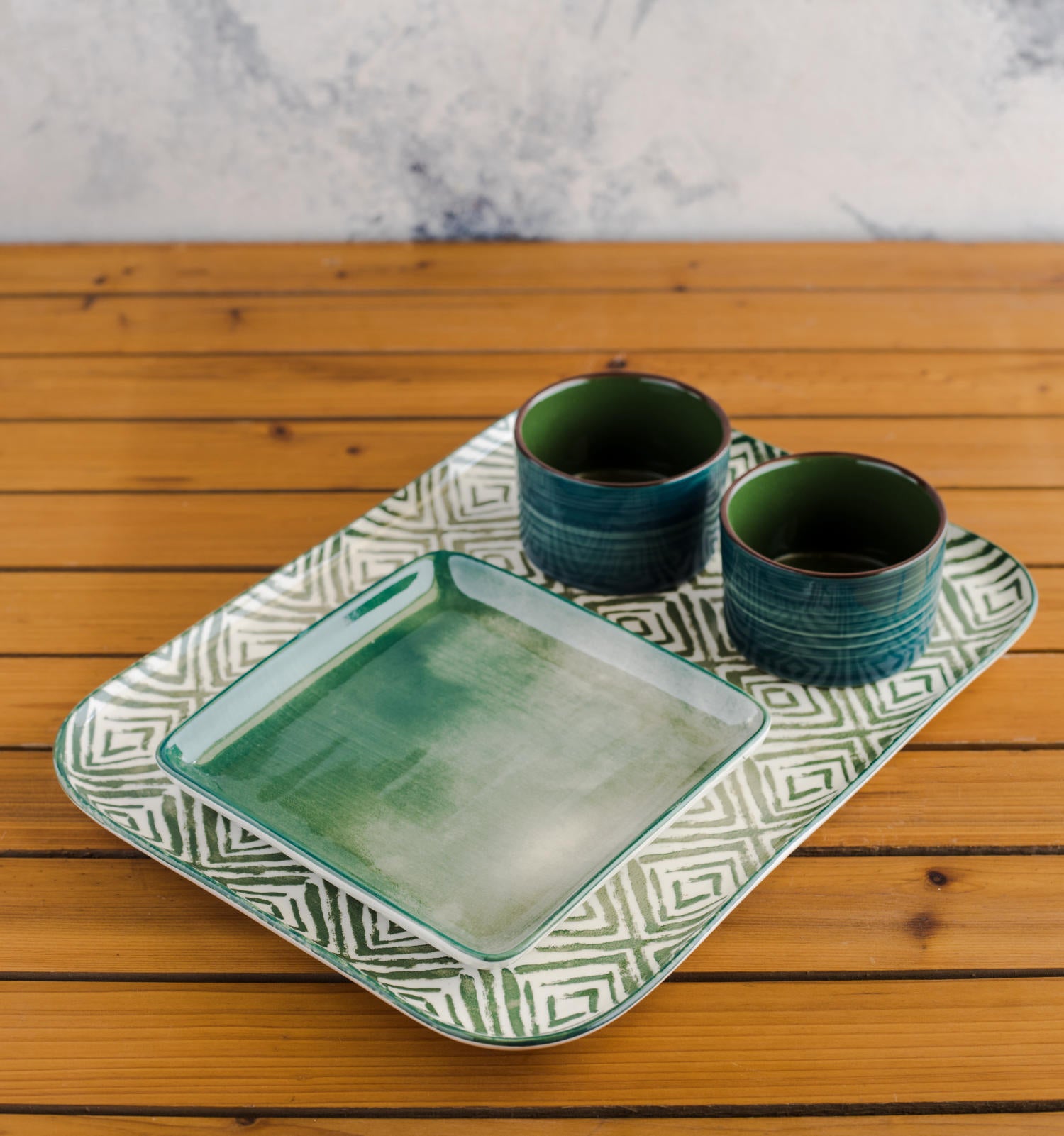 Navajo Green Rectangular Plate- Large 12"