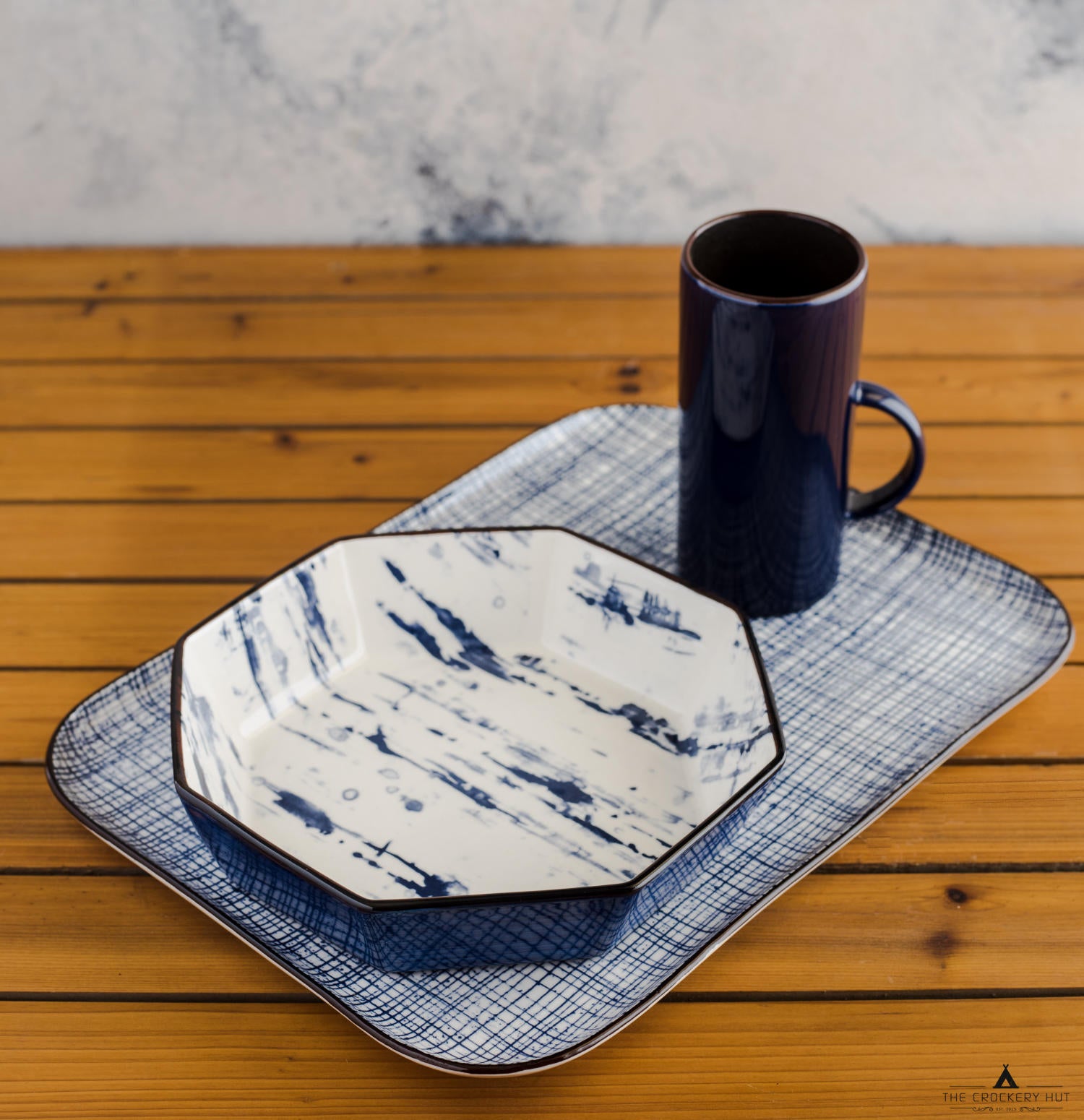 HIGH STREET CHECKERED Rectangular Plate - Large 12"