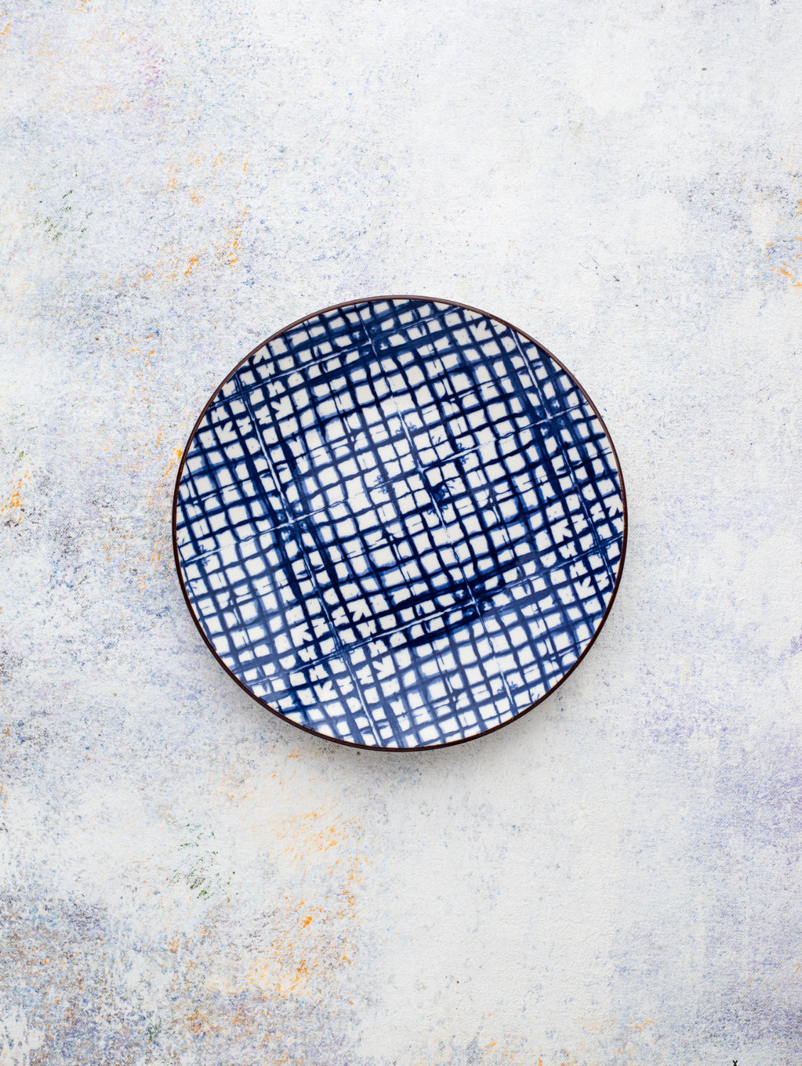 BLUE PLAID Round Side Plate 7.5"