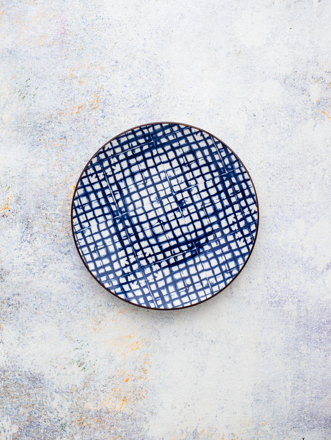 BLUE PLAID Round Side Plate 7.5″