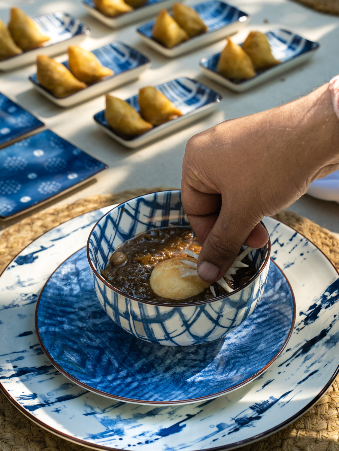 Blue Plaid Cereal Bowl 5"