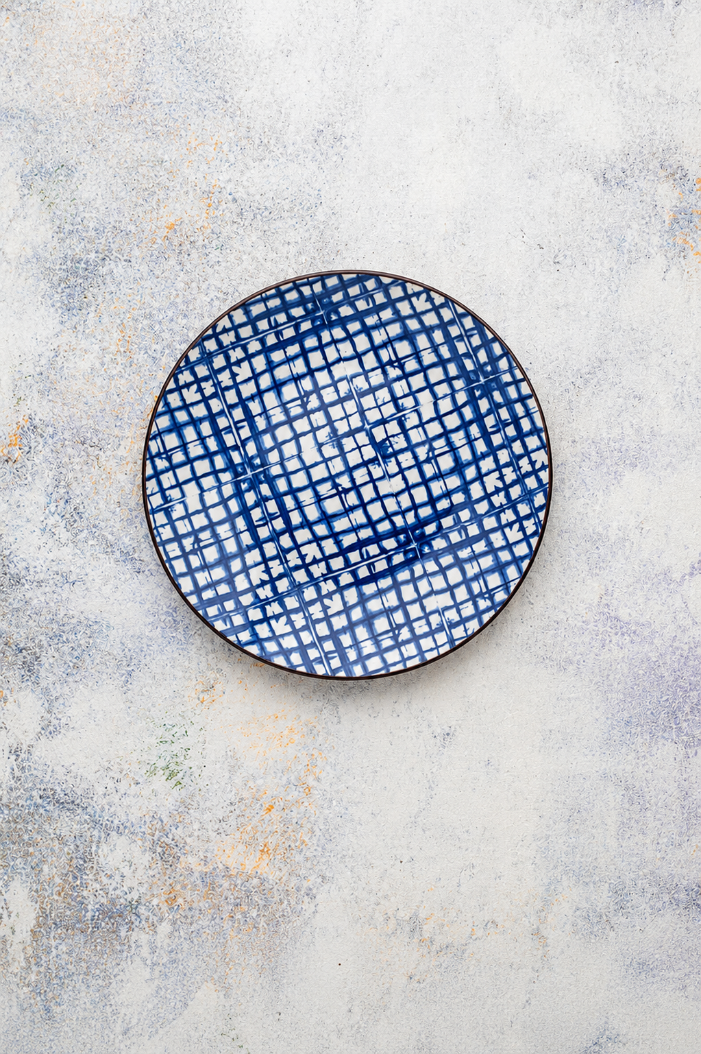 BLUE PLAID   Round Side Plate 7.5"