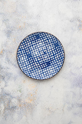 BLUE PLAID   Round Side Plate 7.5"