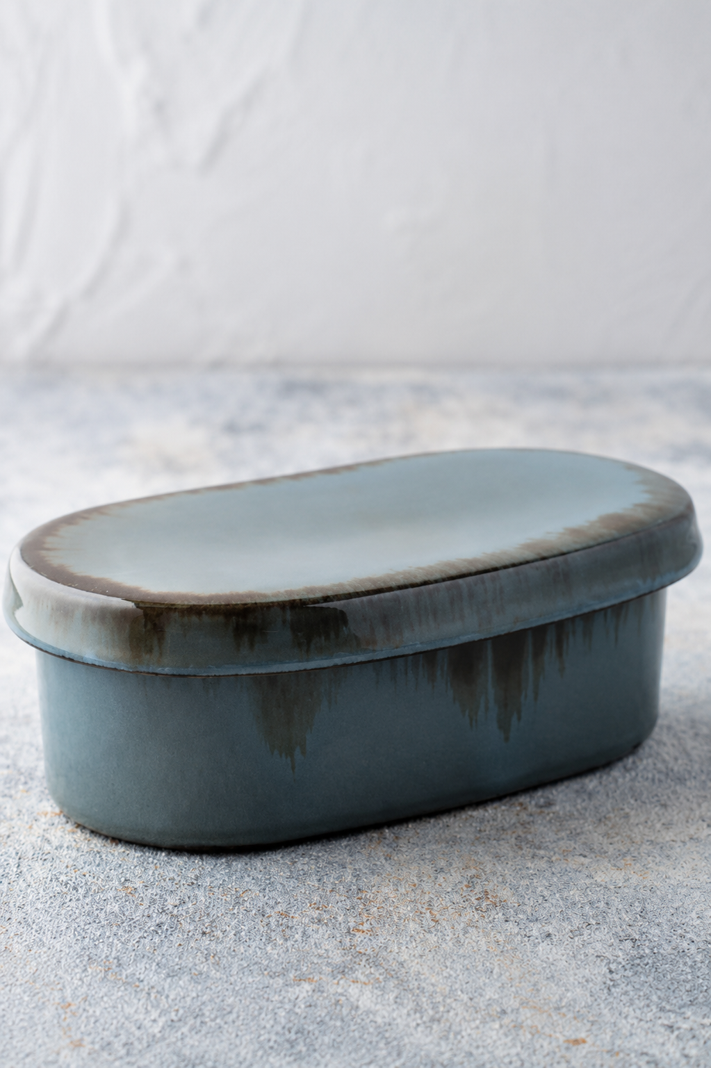 Misty Grey Oval Butter Box