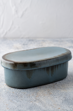 Misty Grey Oval Butter Box