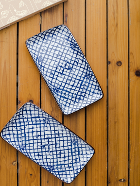 BLUE PLAID Rectangular Side Plate 8