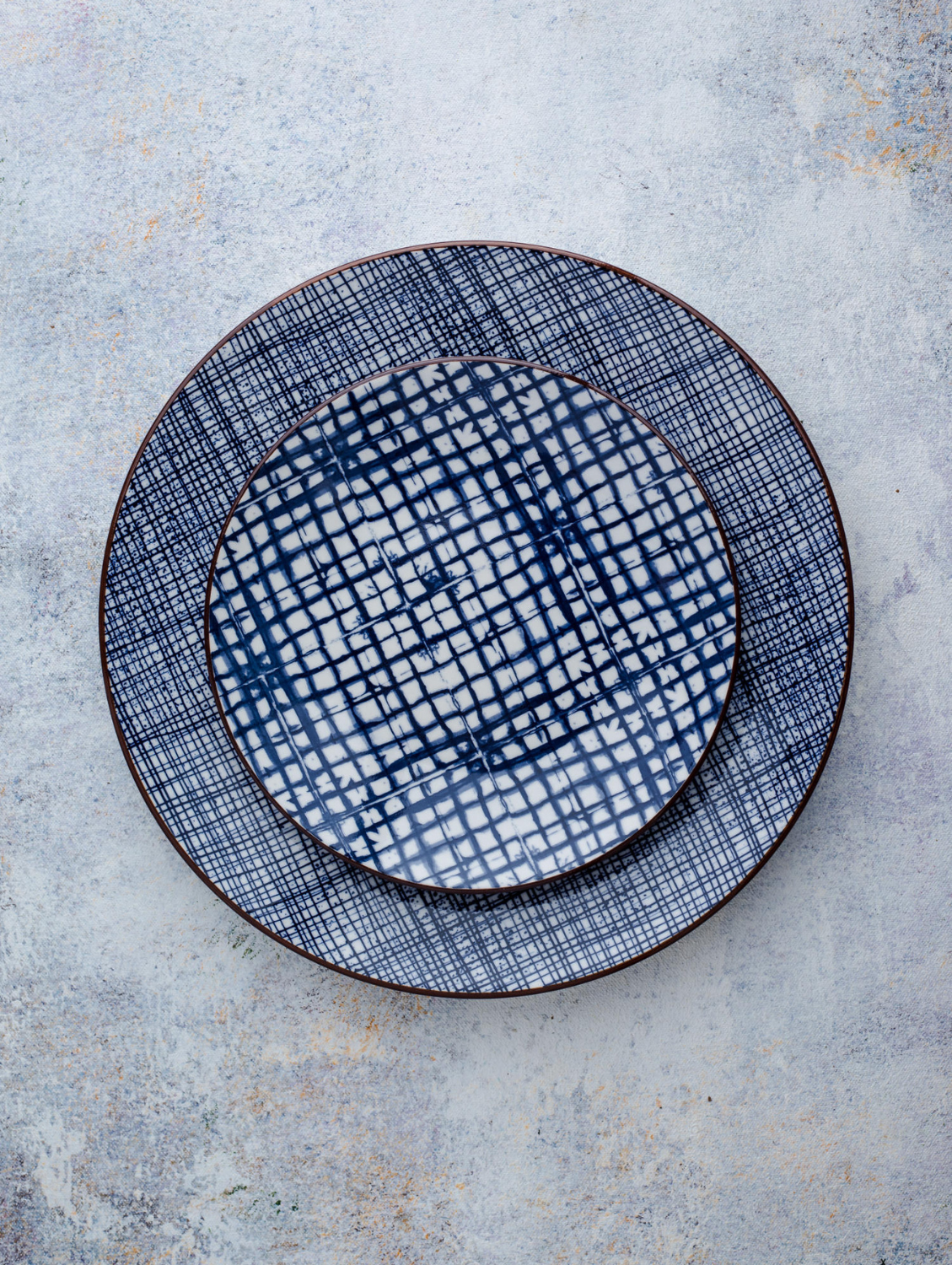 BLUE PLAID Round Side Plate 7.5″