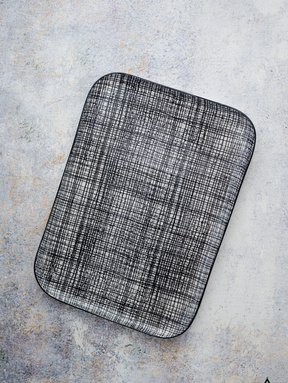 HIGH STREET CHECKERED BLACK Large Rectangular Plate 12"