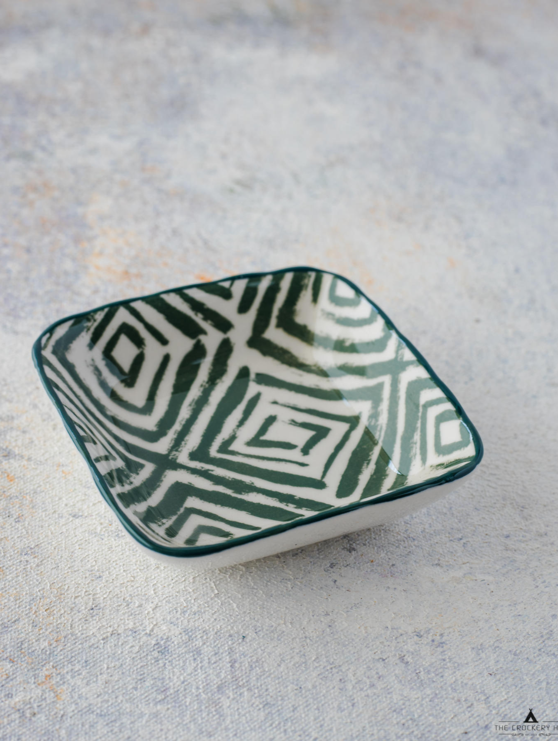 NAVAJO GREEN SQUARE DIPPING DISH 3.5"