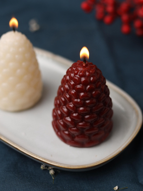 Pine Cone Candle - Cherry Red