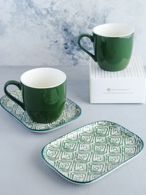 Tea Cup Set With NAVAJO GREEN 5.5″